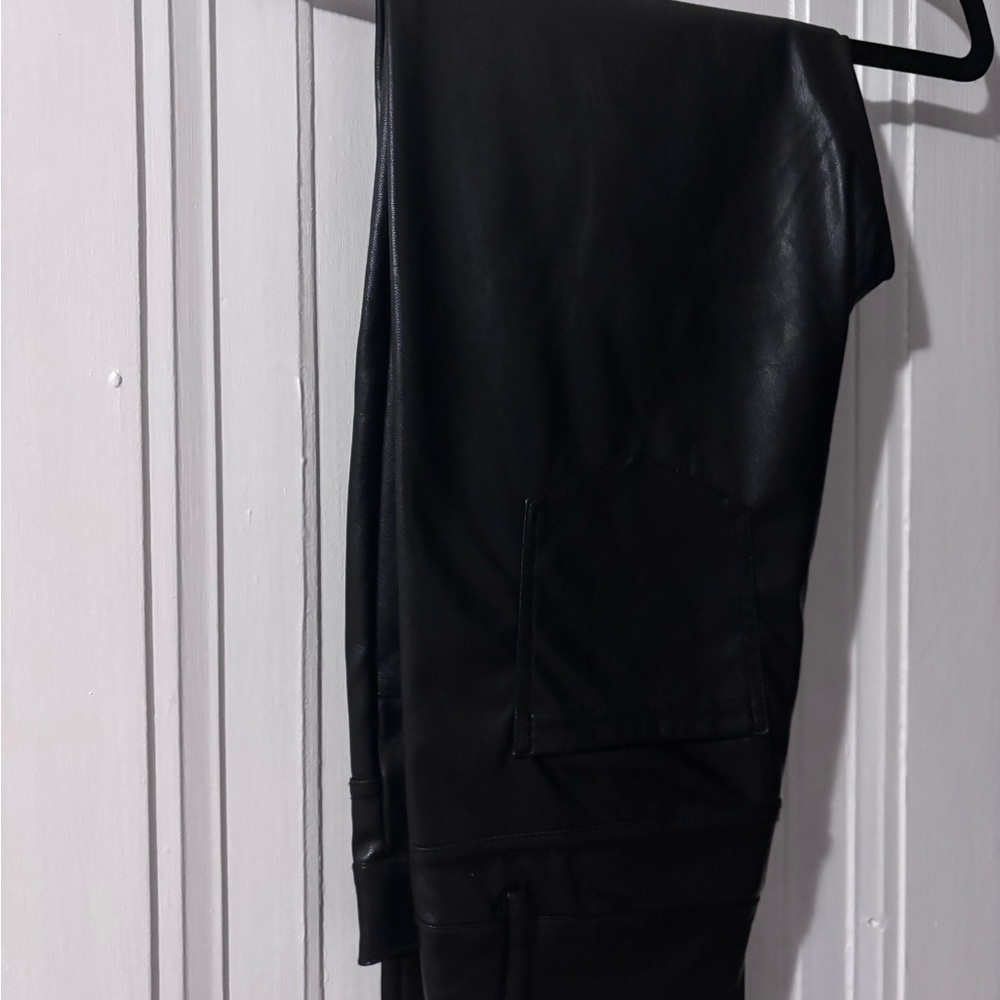 Shinestar Black Faux Leather Trousers